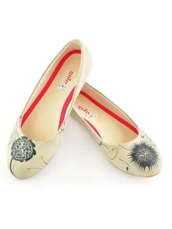 Leder-Ballerinas in Creme/ Schwarz><noscript><img width=