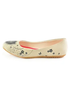 Leder-Ballerinas in Creme/ Schwarz><noscript><img width=