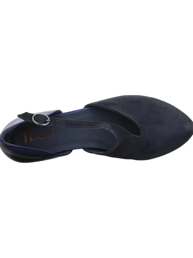 Leder-Ballerinas in Dunkelblau>Think!