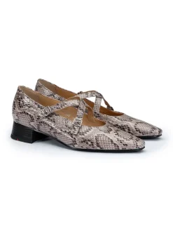 Leder-Ballerinas in Grau/ Beige>LLOYD