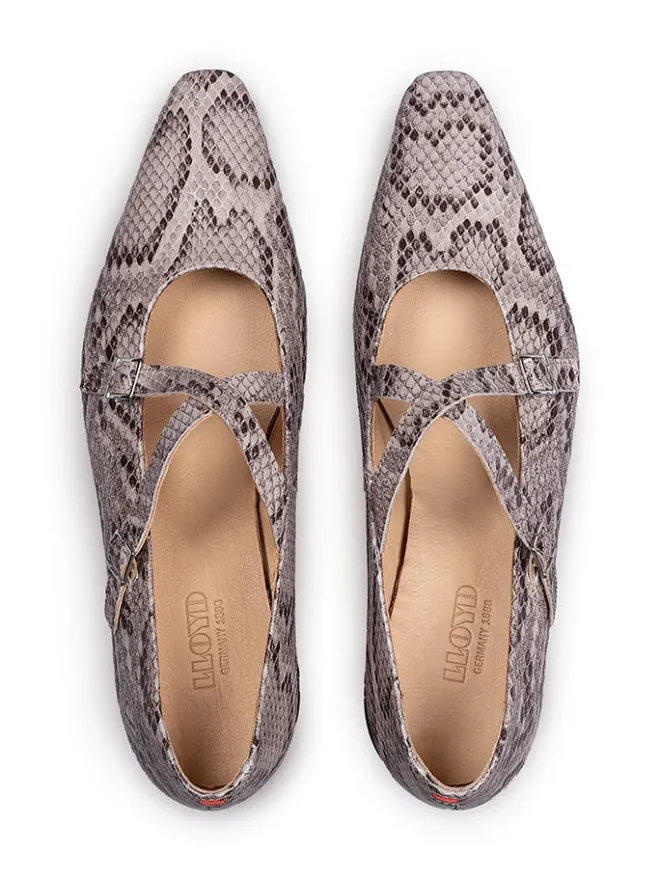 Leder-Ballerinas in Grau/ Beige>LLOYD
