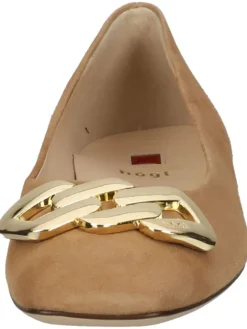 Leder-Ballerinas in Hellbraun><noscript><img width=