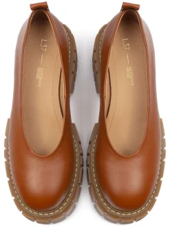 Leder-Ballerinas in Hellbraun><noscript><img width=
