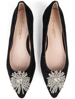 Leder-Ballerinas in Schwarz><noscript><img width=
