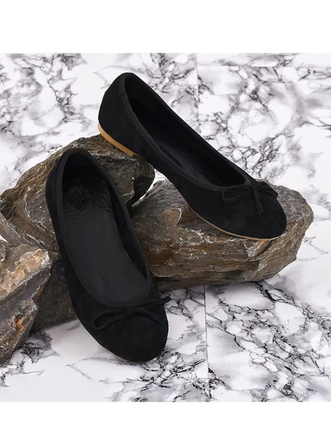 Leder-Ballerinas in Schwarz>Lizza Shoes New