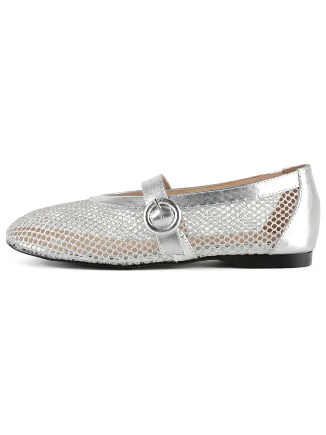 Leder-Ballerinas in Silber>loft37 Hot