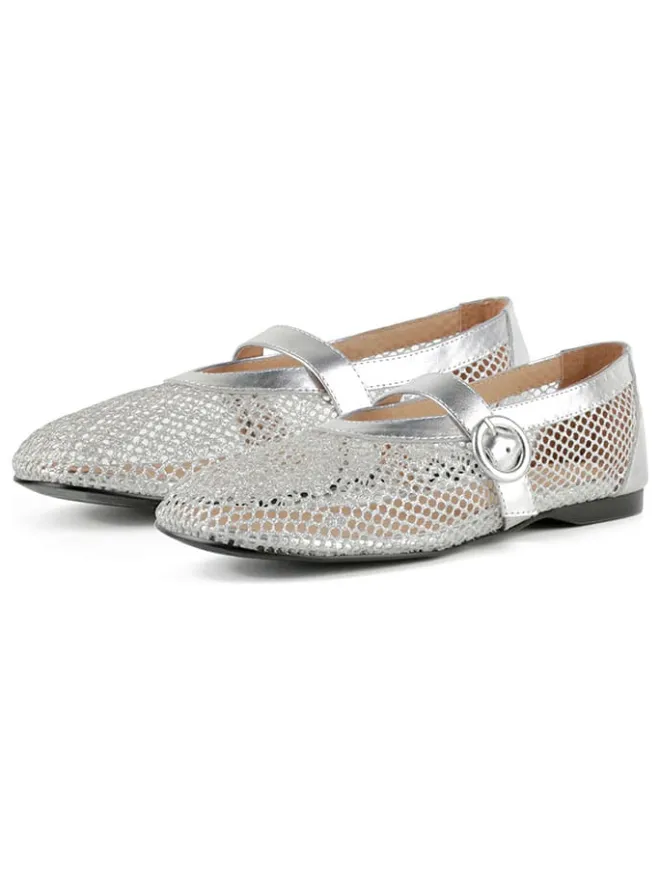 Leder-Ballerinas in Silber>loft37 Hot