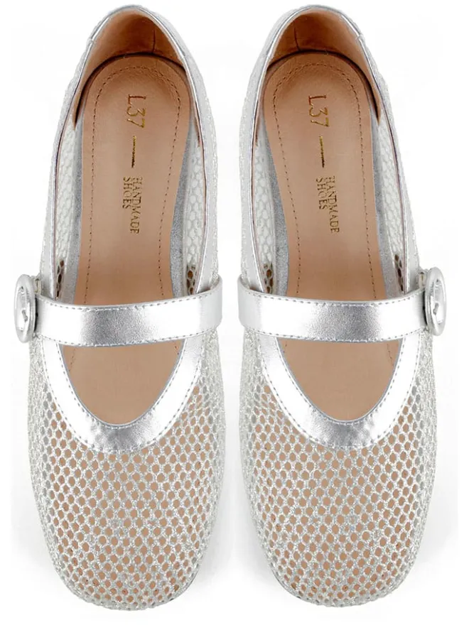 Leder-Ballerinas in Silber>loft37 Hot