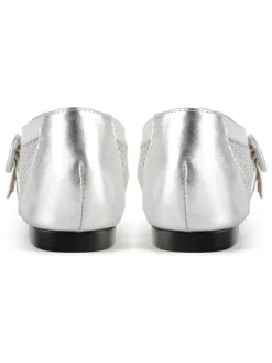 Leder-Ballerinas in Silber><noscript><img width=