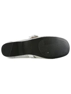 Leder-Ballerinas in Silber><noscript><img width=