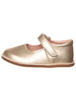 Leder-Barfuß-Ballerinas in Gold>lamino Hot