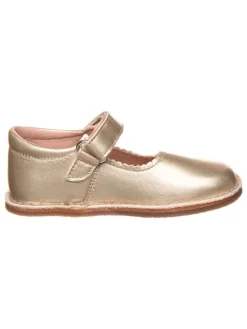 Leder-Barfuß-Ballerinas in Gold>lamino Hot