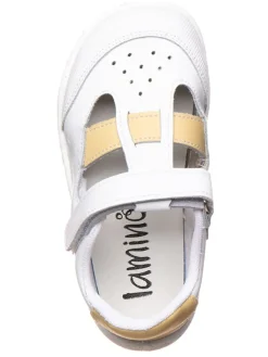 Leder-Barfuß-Halbsandalen in Weiß><noscript><img width=