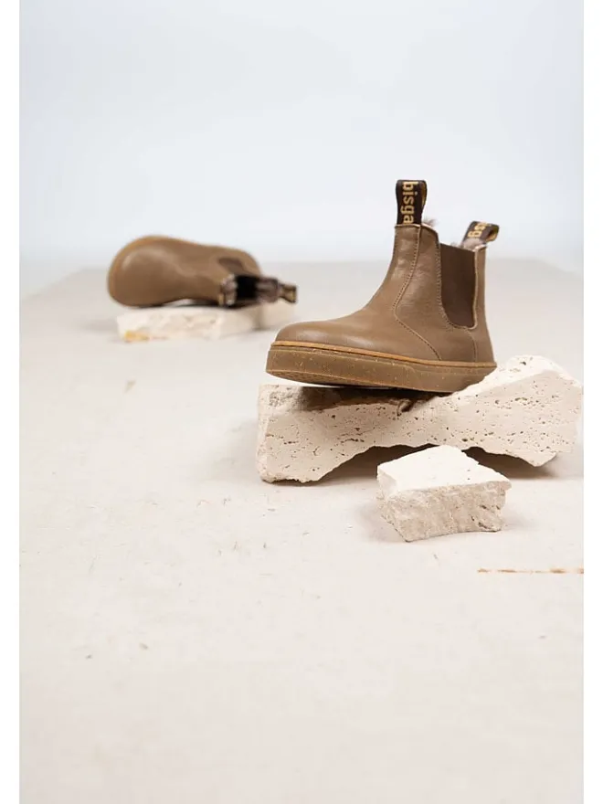 bisgaard Stiefeletten·Chelsea Boots^Leder-Barfußschuhe "Ene" in Hellbraun