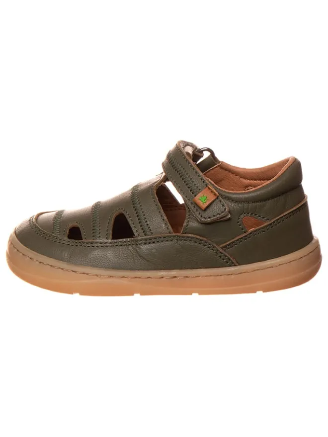 El Naturalista Sandalen·Halbsandalen^Leder-Barfußschuhe in Dunkelgrün
