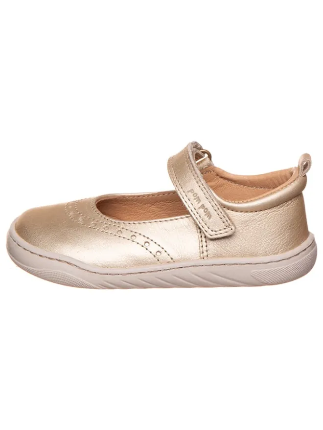POM POM Ballerinas^Leder-Barfußschuhe in Gold