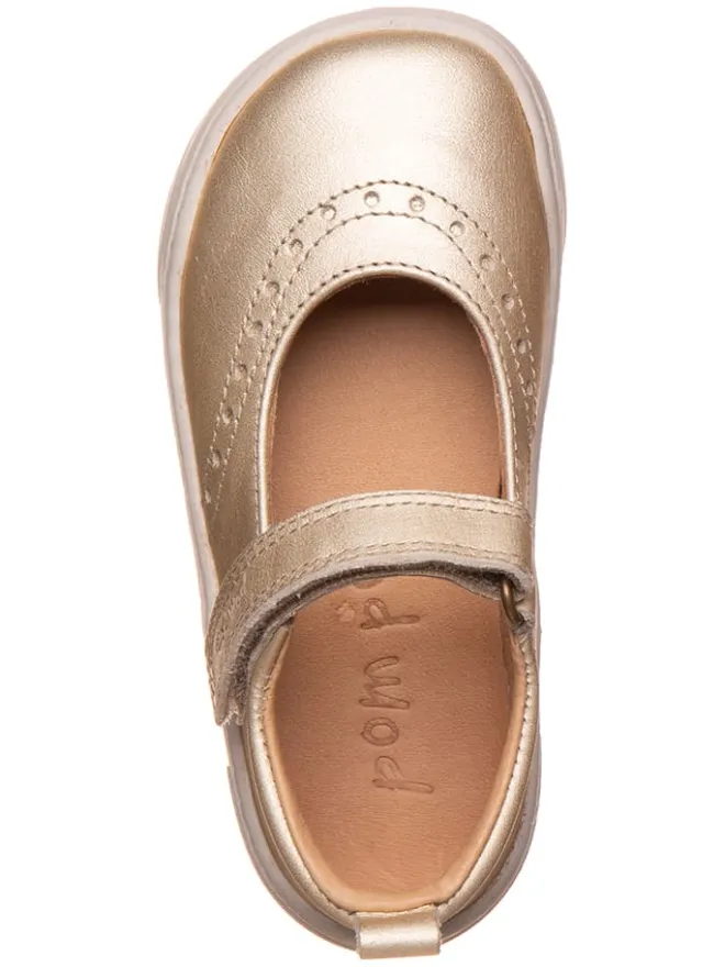POM POM Ballerinas^Leder-Barfußschuhe in Gold