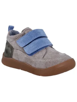 Richter Shoes Lauflernschuhe^Leder-Barfußschuhe "Samy" in Grau/ Hellblau