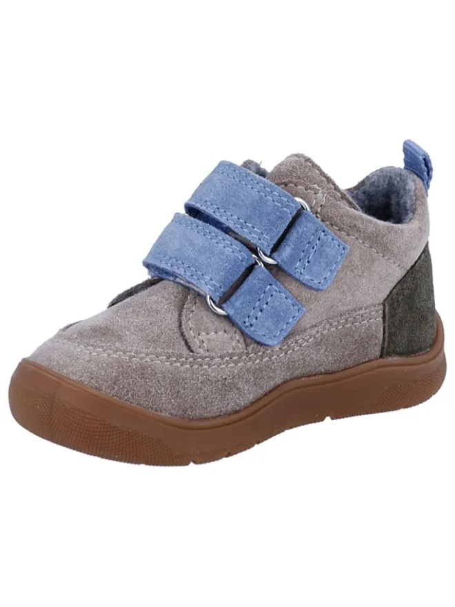 Richter Shoes Lauflernschuhe^Leder-Barfußschuhe "Samy" in Grau/ Hellblau
