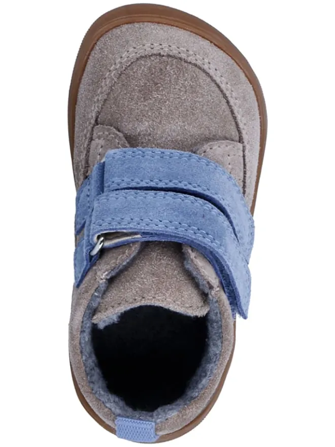 Richter Shoes Lauflernschuhe^Leder-Barfußschuhe "Samy" in Grau/ Hellblau