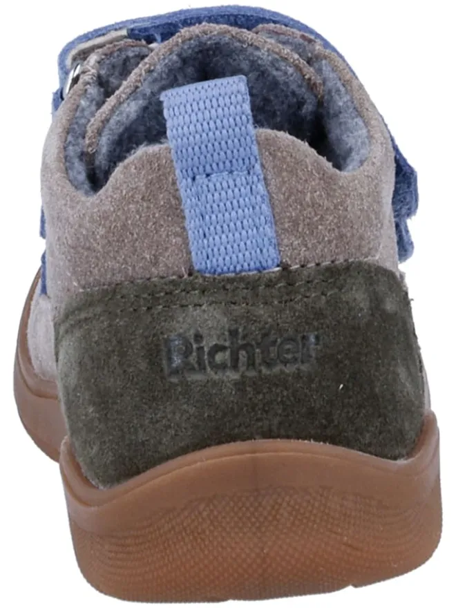 Richter Shoes Lauflernschuhe^Leder-Barfußschuhe "Samy" in Grau/ Hellblau