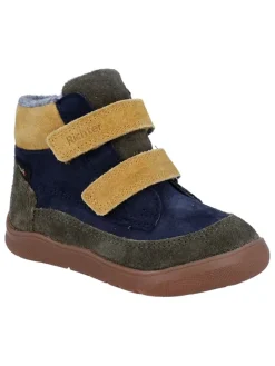 Richter Shoes Lauflernschuhe^Leder-Barfußschuhe "Samy" in Dunkelblau/ Gelb/ Khaki