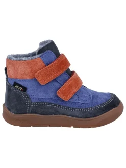 Richter Shoes Lauflernschuhe^Leder-Barfußschuhe "Samy" in Blau/ Orange