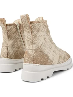 Leder-Boots in Beige><noscript><img width=