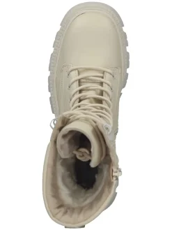 Leder-Boots in Creme><noscript><img width=