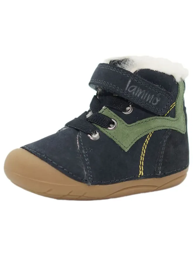 Leder-Boots in Dunkelblau>lamino