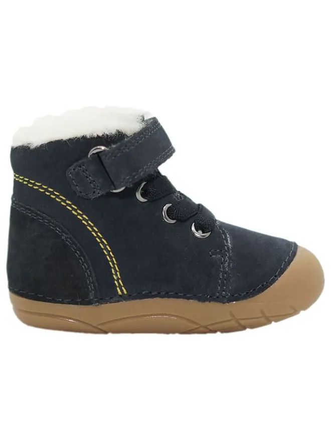 Leder-Boots in Dunkelblau>lamino