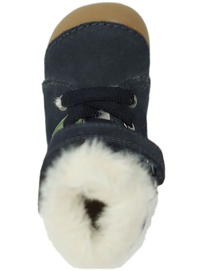 Leder-Boots in Dunkelblau>lamino