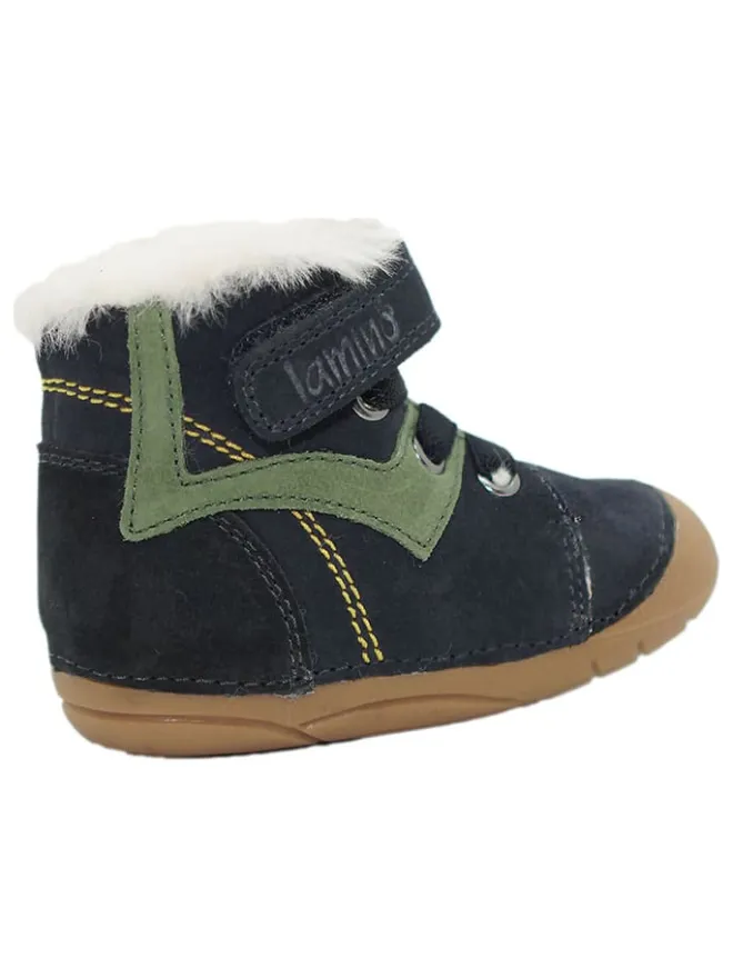 Leder-Boots in Dunkelblau>lamino