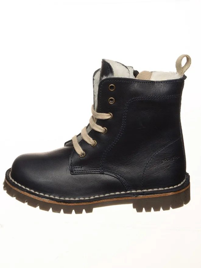 POM POM Stiefel & Boots·Boots^Leder-Boots in Dunkelblau