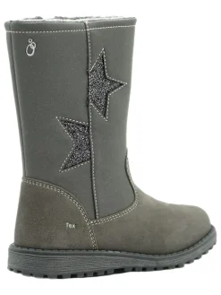 Leder-Boots in Grau><noscript><img width=