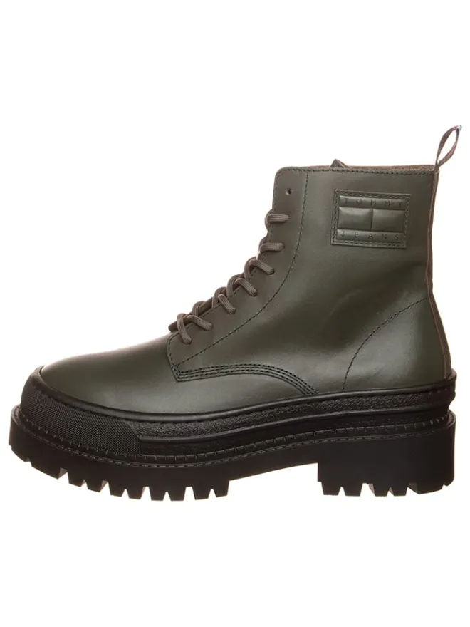 Leder-Boots in Khaki>Tommy Hilfiger Shoes Outlet