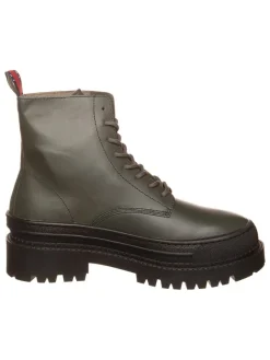 Leder-Boots in Khaki>Tommy Hilfiger Shoes Outlet