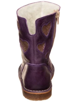 Leder-Boots in Lila/ Gold><noscript><img width=