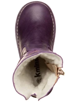 Leder-Boots in Lila/ Gold><noscript><img width=
