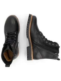 Leder-Boots in Schwarz><noscript><img width=