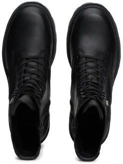 Leder-Boots in Schwarz><noscript><img width=