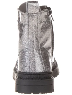 Leder-Boots in Silber><noscript><img width=