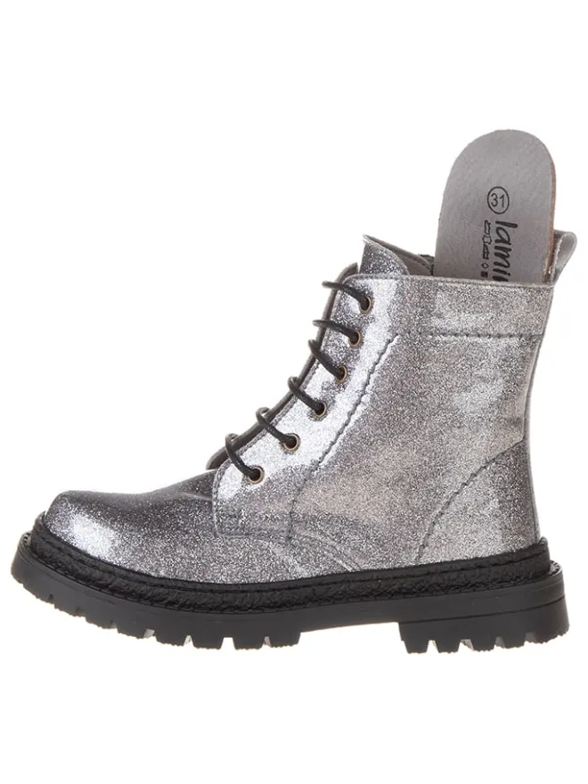 Leder-Boots in Silber>lamino