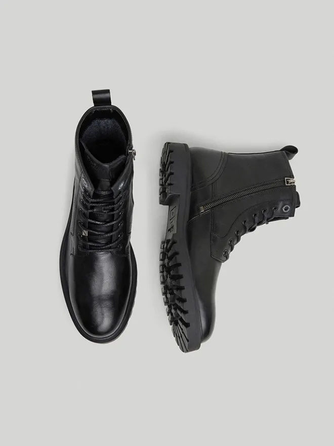 Leder-Boots "Trucker" in Schwarz>Pepe Jeans FOOTWEAR