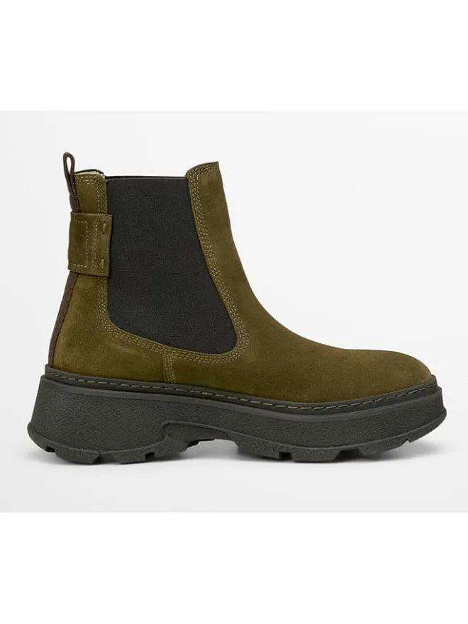 Leder-Chelsea-Boots "Elisa" in Khaki>Marc O'Polo Shoes Online