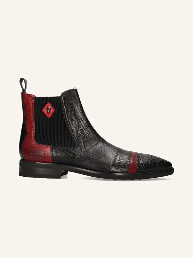 Leder-Chelsea-Boots "Elvis 12" in Schwarz/ Rot>MELVIN & HAMILTON Sale
