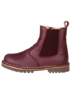 POM POM Stiefeletten·Chelsea Boots^Leder-Chelsea-Boots in Bordeaux