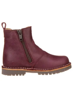 POM POM Stiefeletten·Chelsea Boots^Leder-Chelsea-Boots in Bordeaux
