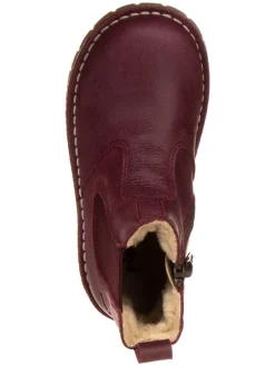 POM POM Stiefeletten·Chelsea Boots^Leder-Chelsea-Boots in Bordeaux