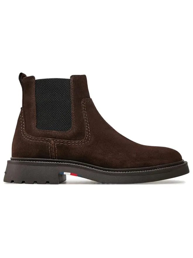 Leder-Chelsea-Boots in Braun>Tommy Hilfiger Shoes Outlet
